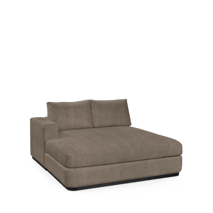 ATLAS 160 Lounge Bed arm rest left with suede grey textile