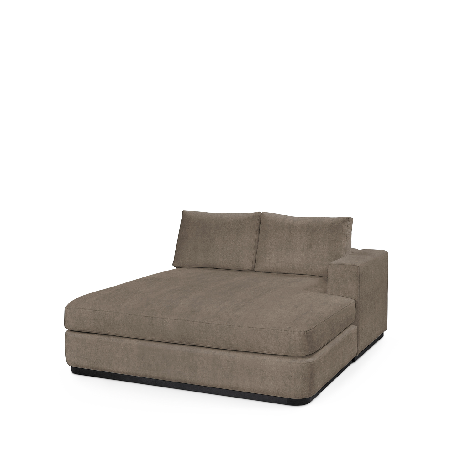 ATLAS 160 Lounge Bed arm rest right with suede grey textile