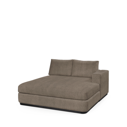 ATLAS 160 Lounge Bed arm rest right with suede grey textile