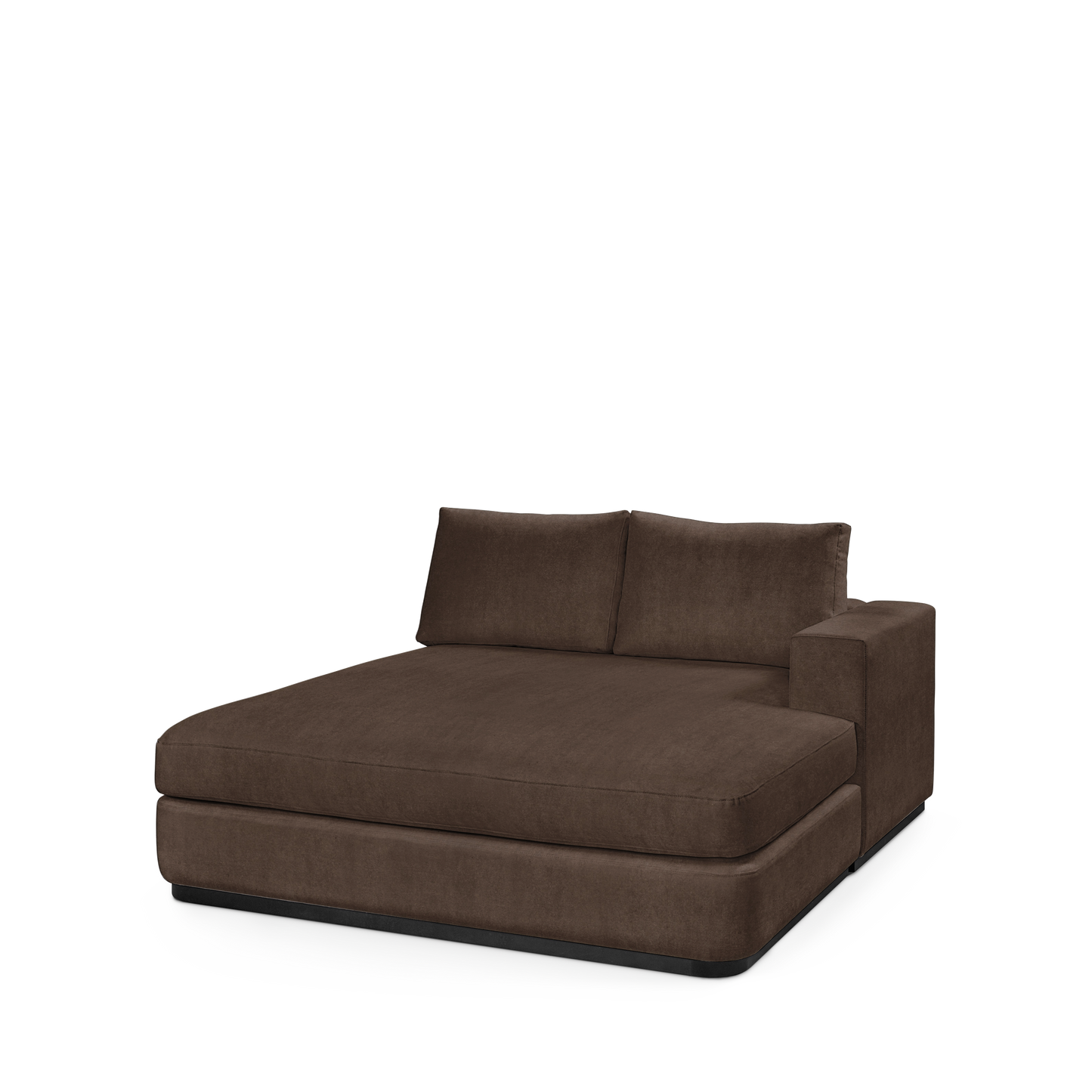 ATLAS 160 Lounge Bed arm rest right with suede brown textile