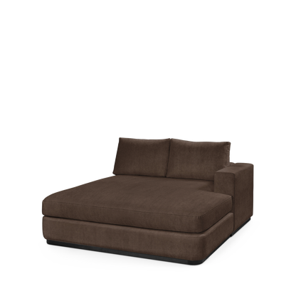 ATLAS 160 Lounge Bed arm rest right with suede brown textile