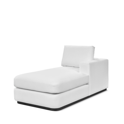 ATLAS 90 Lounge Bed arm rest right with linara white textile