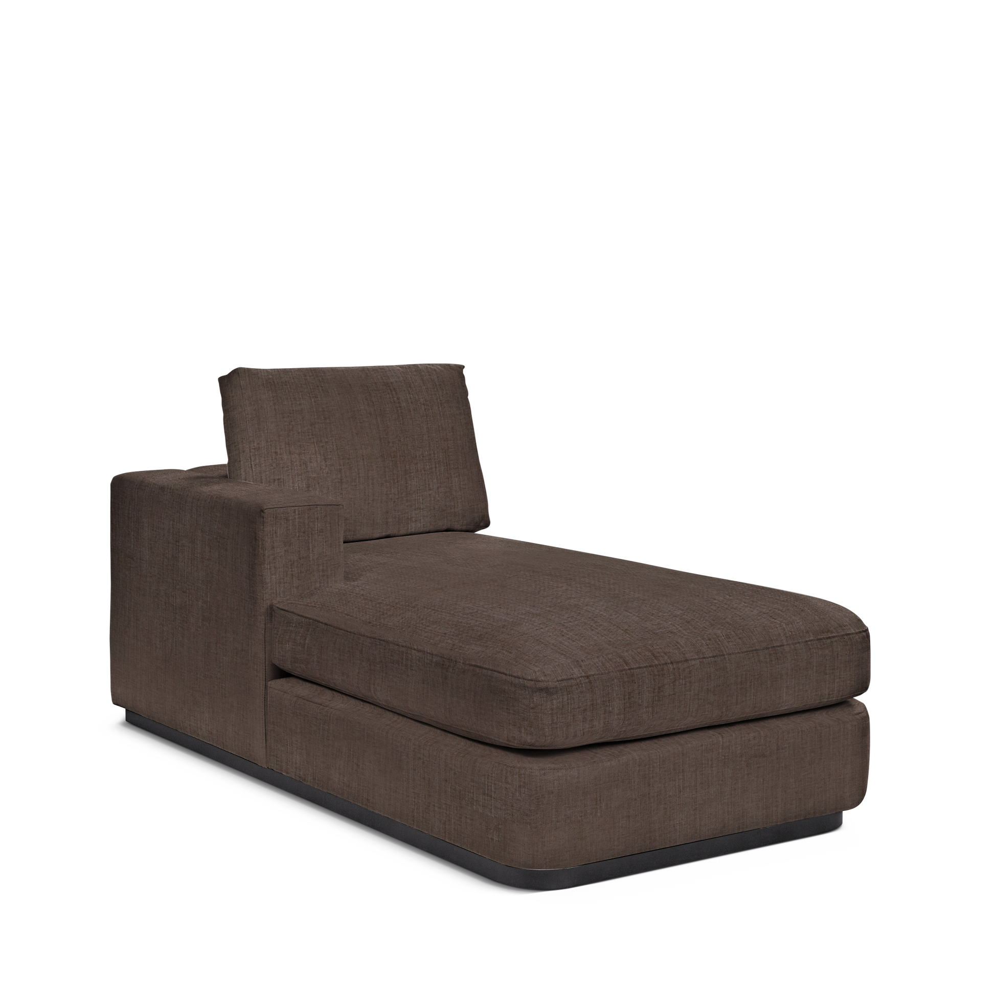 ATLAS 90 Lounge Bed arm rest left with warm grey textile 