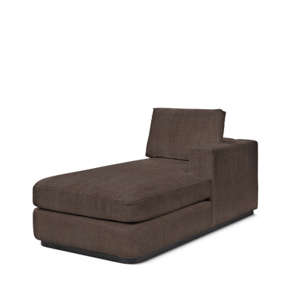 ATLAS 90 Lounge Bed arm rest right with warm grey textile 