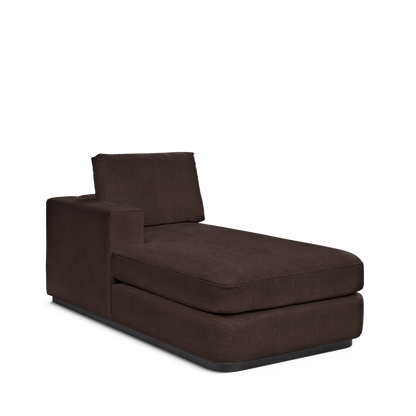 ATLAS 90 Lounge Bed arm rest left with linara brown textile 