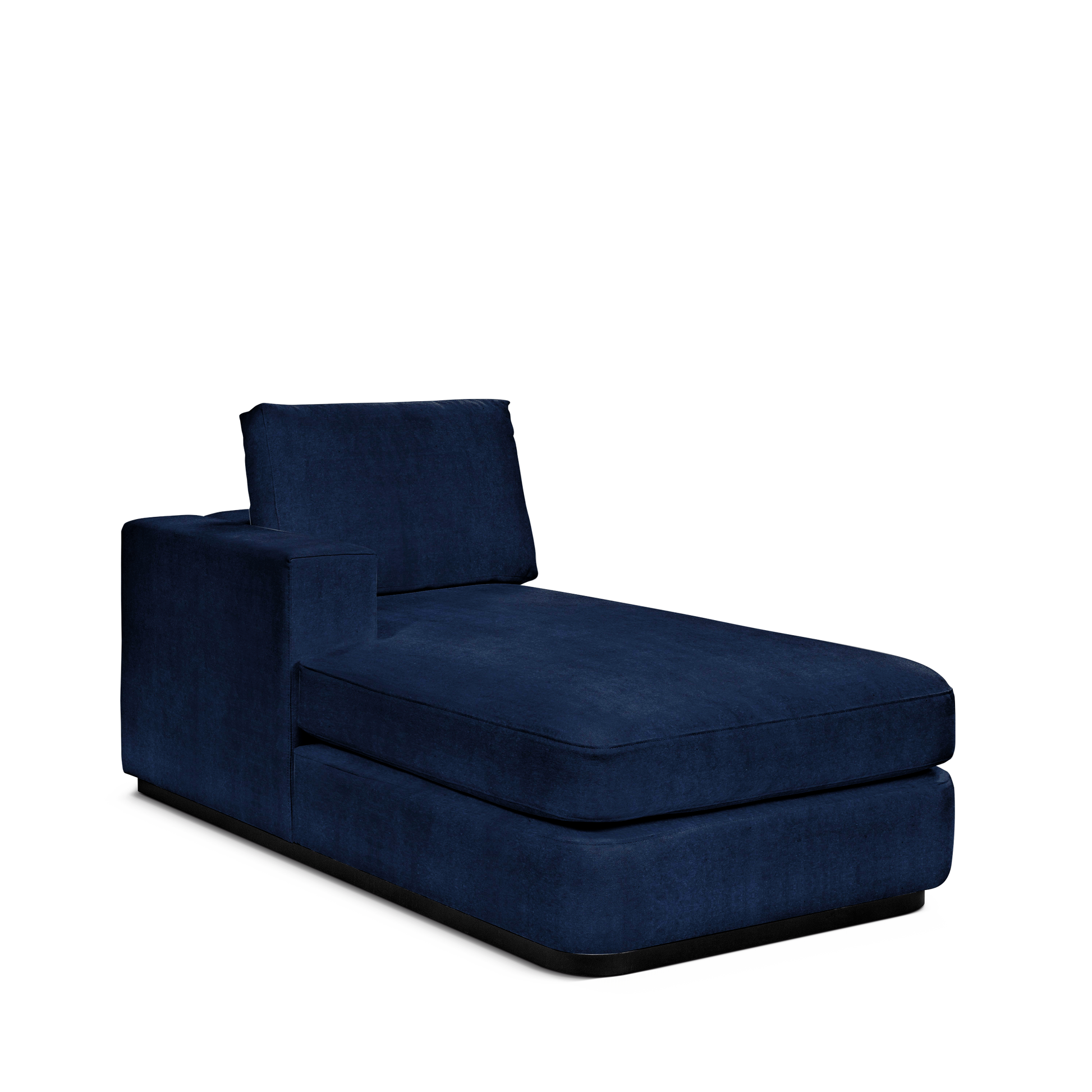 ATLAS 90 Lounge Bed arm rest left with London dark blue textile