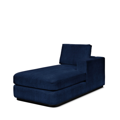 ATLAS 90 Lounge Bed arm rest right with London dark blue textile