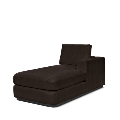 ATLAS 90 Lounge Bed arm rest right with London dark brown textile