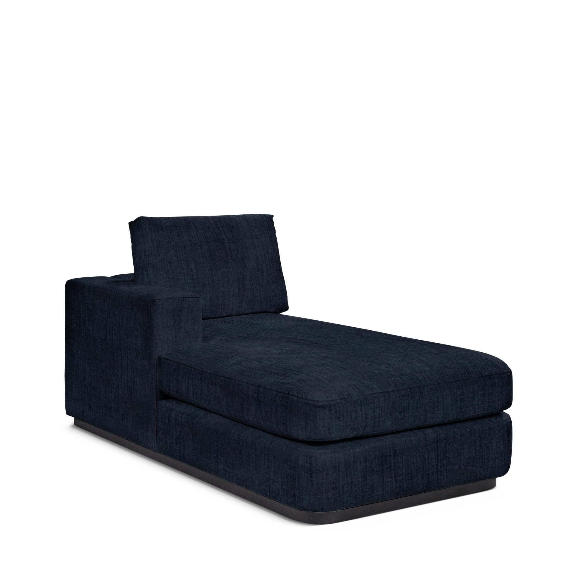 ATLAS 90 Lounge Bed arm rest left with dark blue  textile