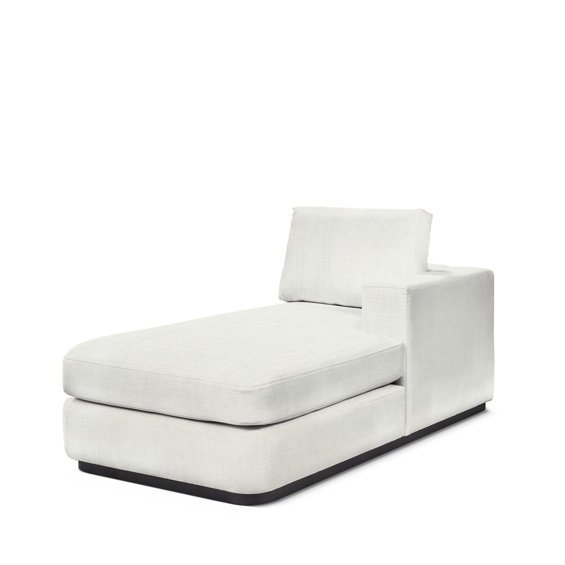 ATLAS 90 Lounge Bed arm rest right with rocco white textile