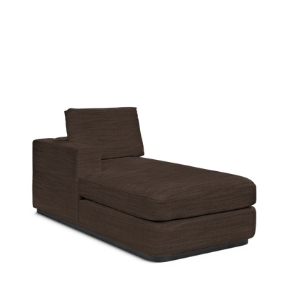 ATLAS 90 Lounge Bed arm rest left with Rocco brown textile