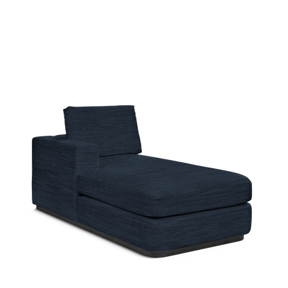 ATLAS 90 Lounge Bed arm rest left with Rocco dark blue textile