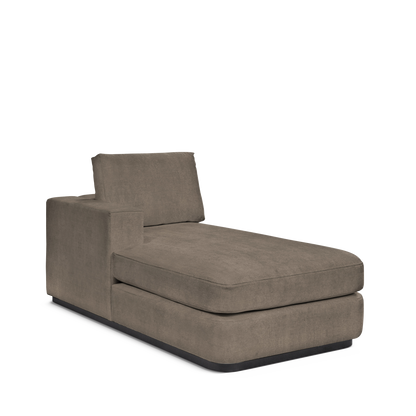 ATLAS 90 Lounge Bed arm rest left with suede grey textile