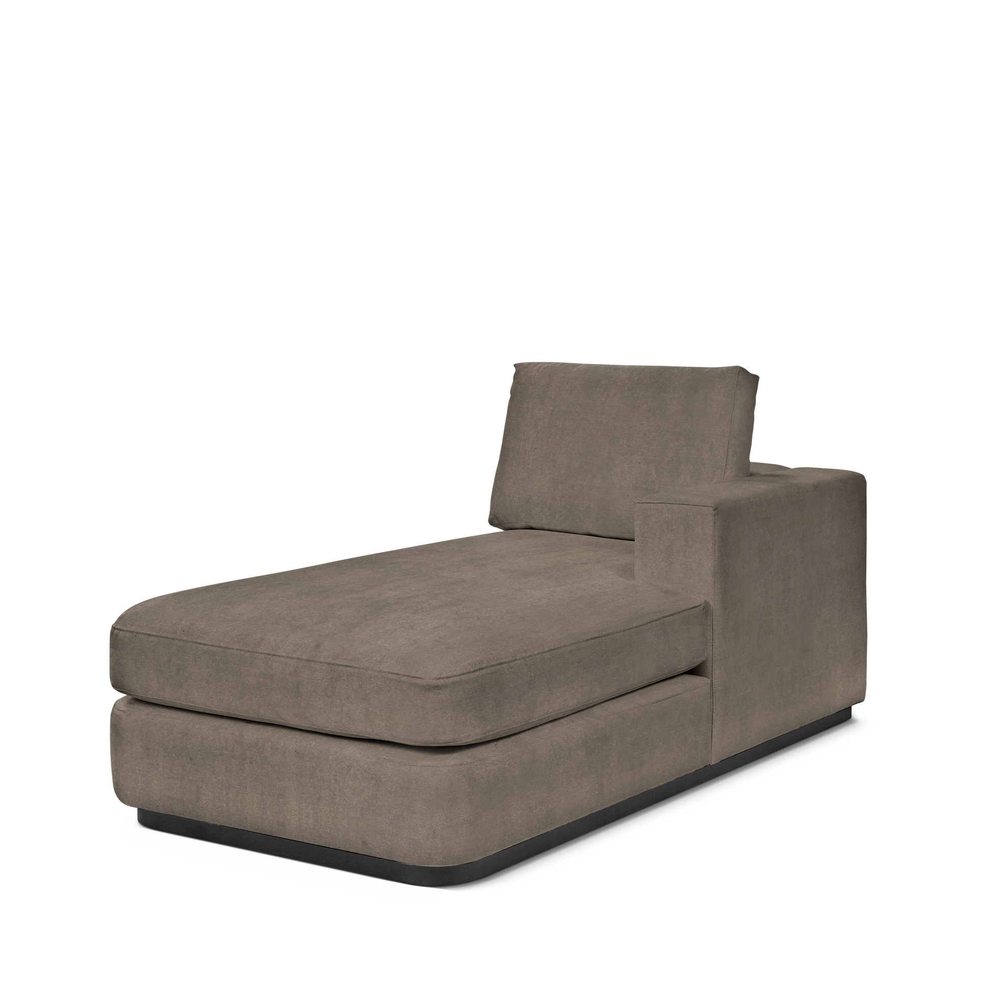 ATLAS 90 Lounge Bed arm rest right with suede grey textile