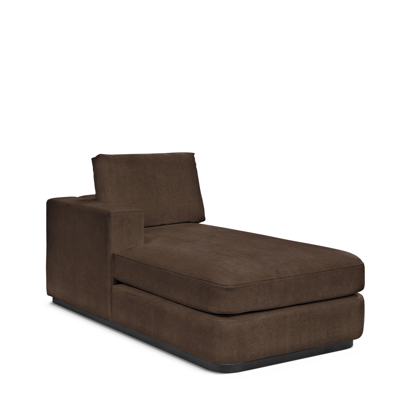ATLAS 90 Lounge Bed arm rest left with suede brown textile