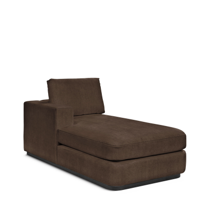 ATLAS 90 Lounge Bed arm rest left with suede brown textile