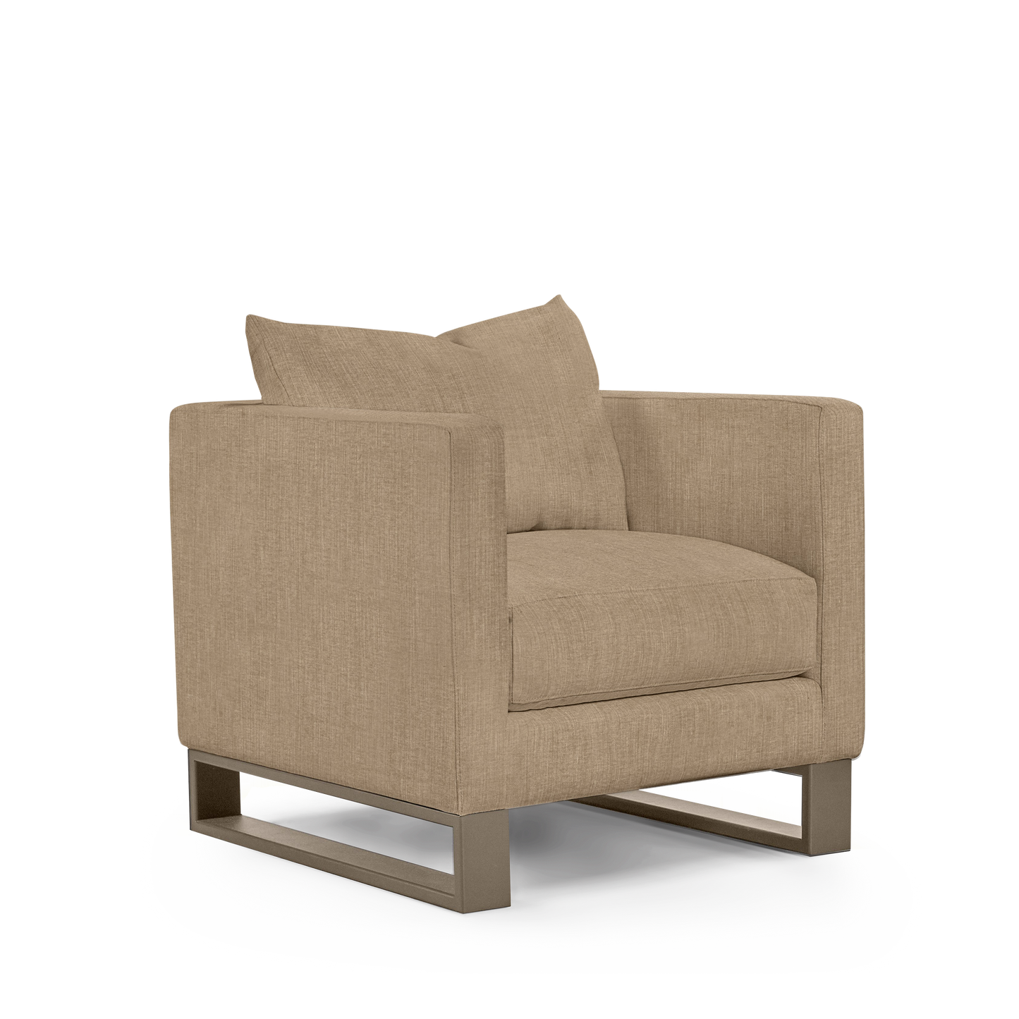 Atlin armchair with khaki textile with champagne legs