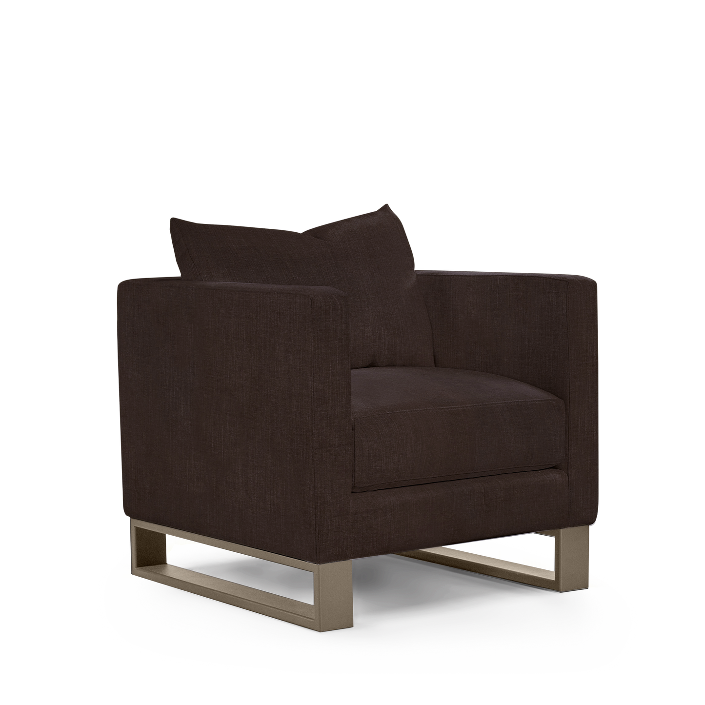Atlin armchair with linara brown textile with champagne legs