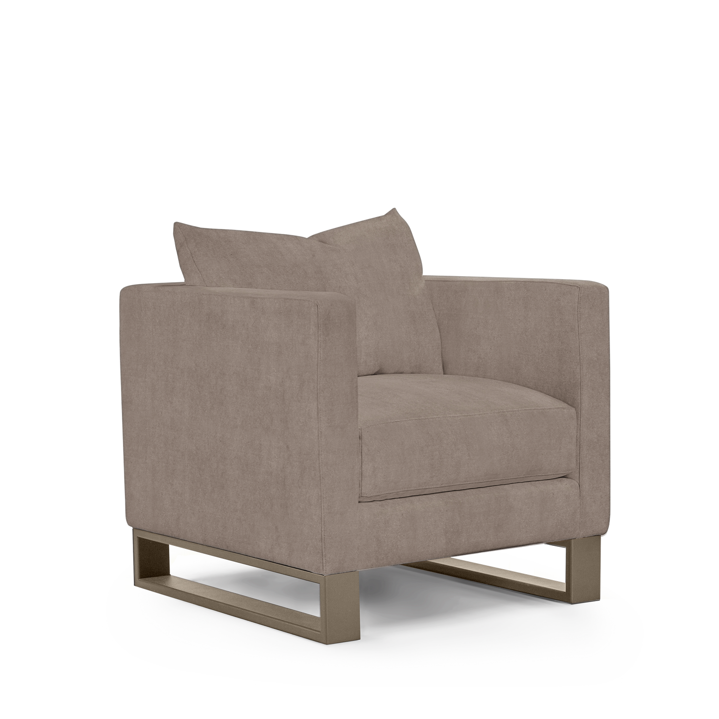 Atlin armchair with London grey textile with champagne legs 