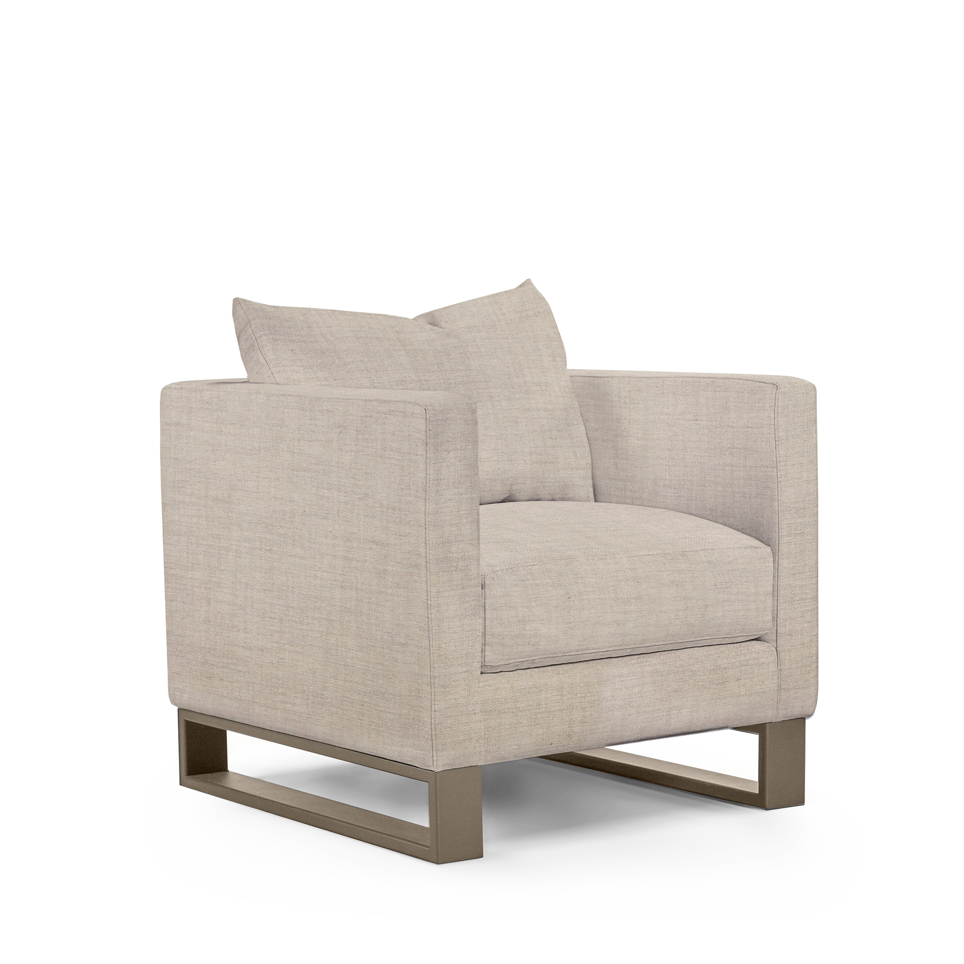 Atlin armchair with taupe textile with champagne legs