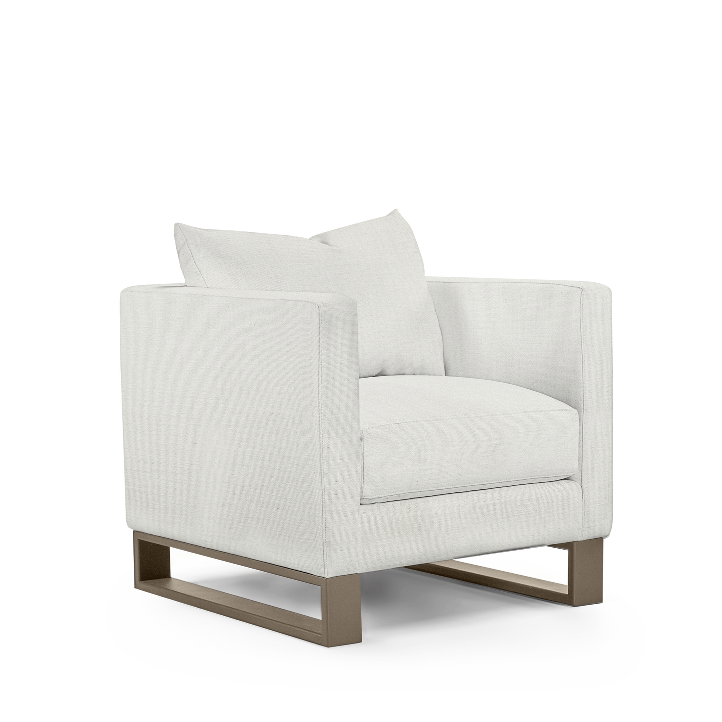 Atlin armchair with Rocco white textile with champagne legs