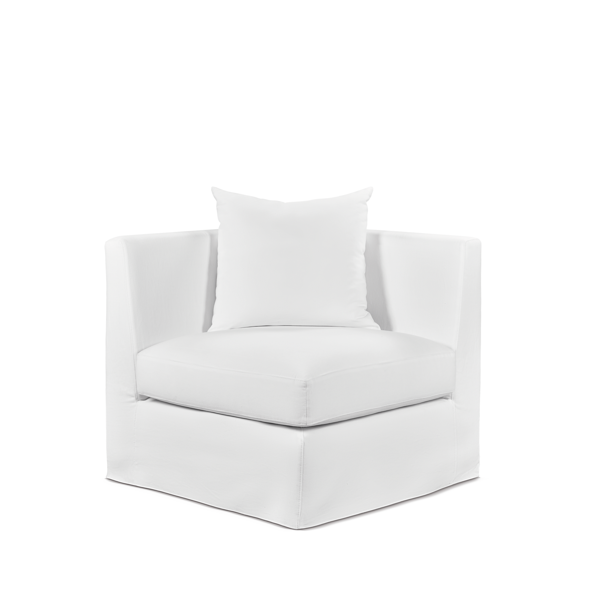 Angle view  Breathe armchair with white textile 