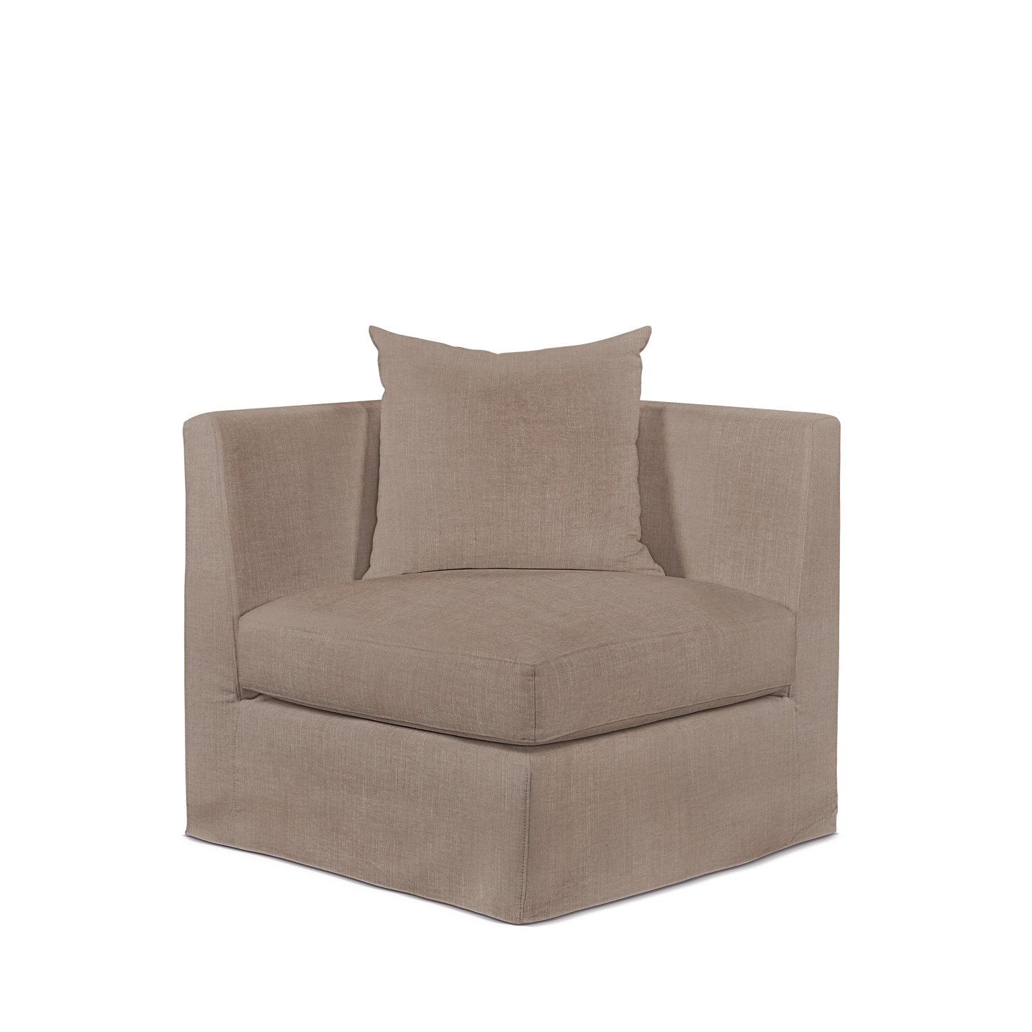 Front view Breathe armchair with linara light brown textile 