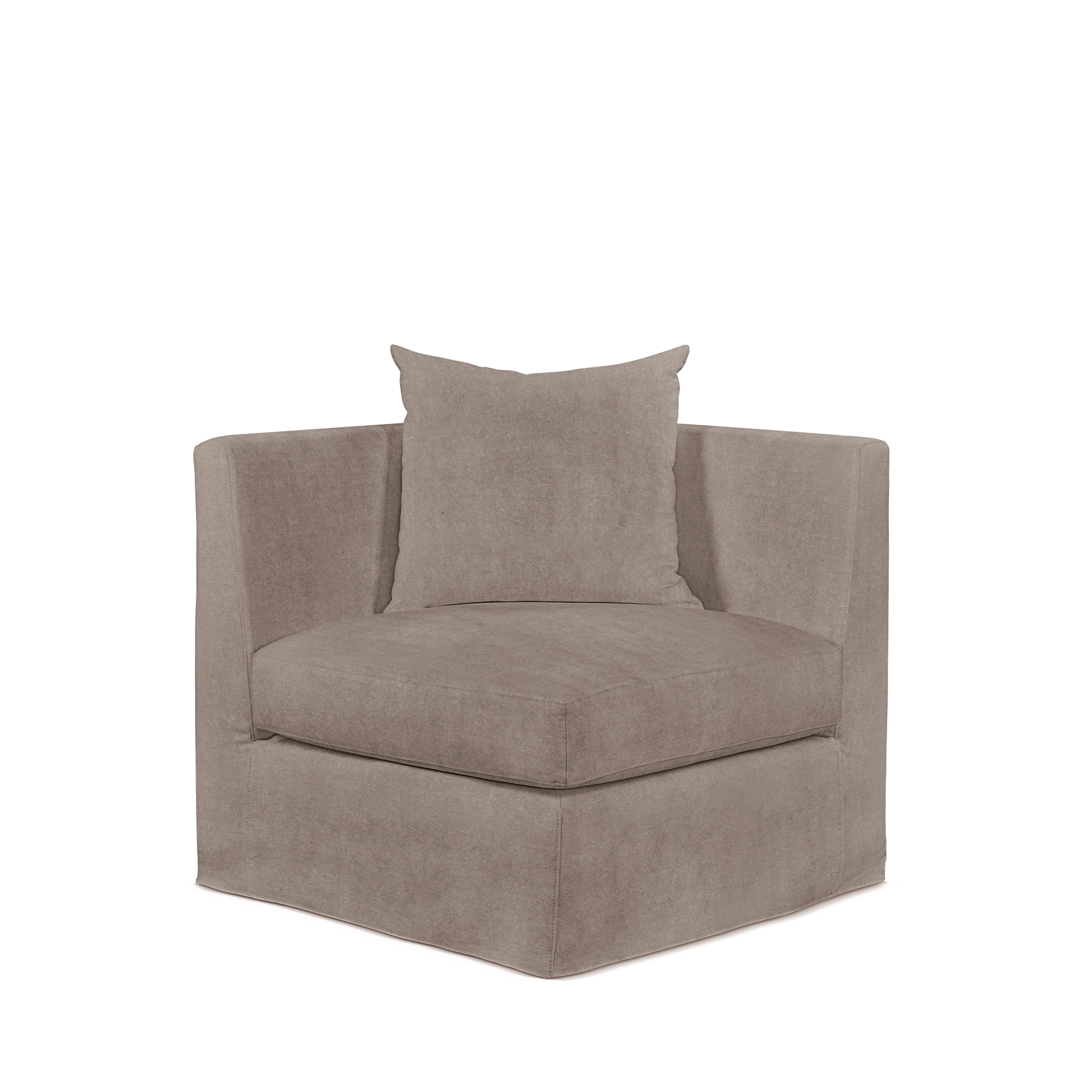 Front view Breathe armchair with london grey textile