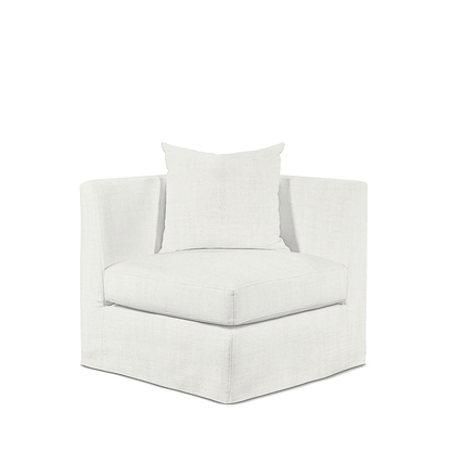 Front view Breathe armchair with Rocco white textile 