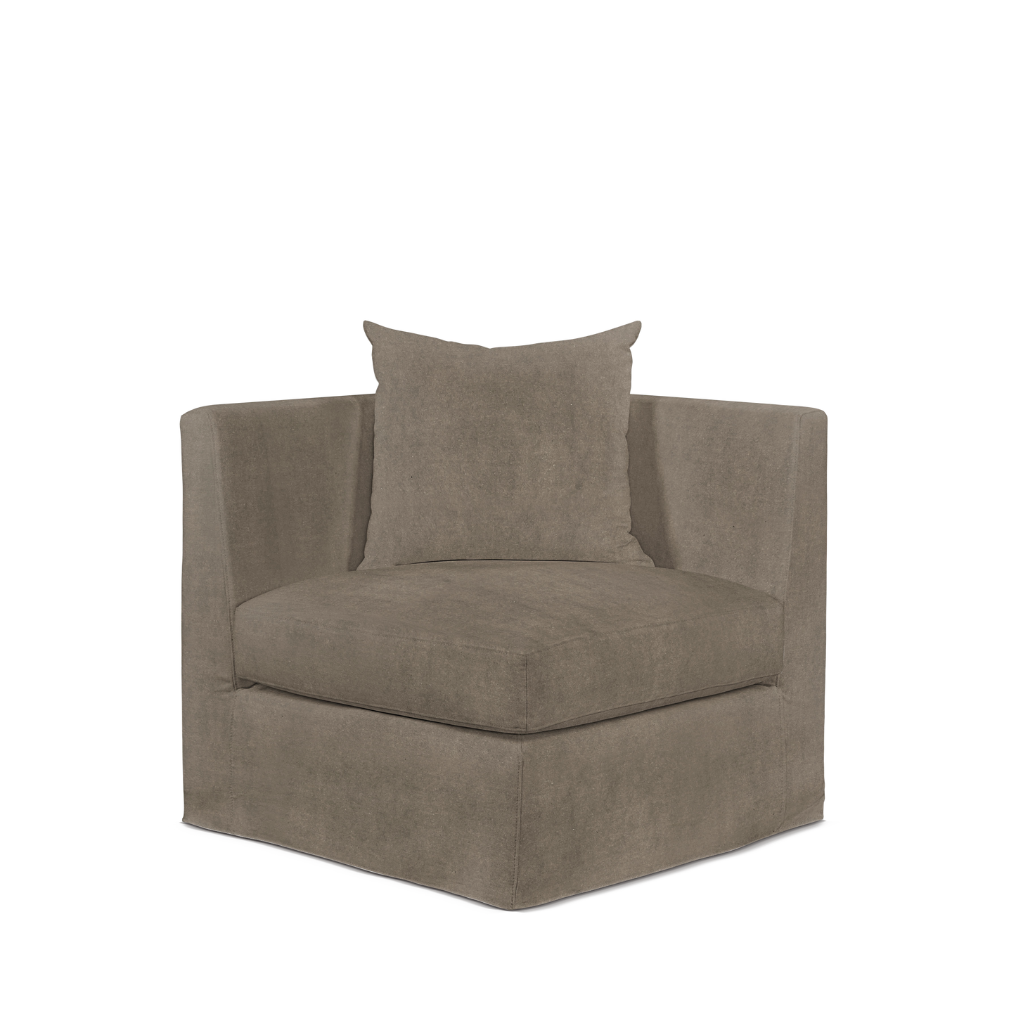 Front view Breathe armchair with suede grey textile