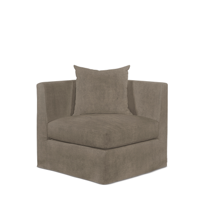 Front view Breathe armchair with suede grey textile