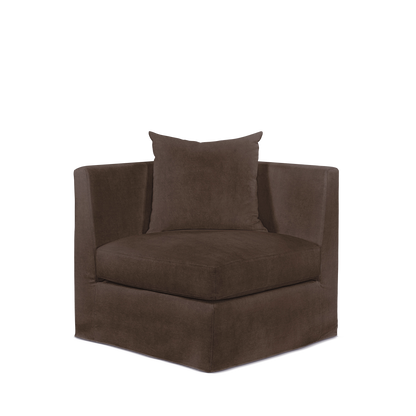 Breathe armchair with suede brown textile