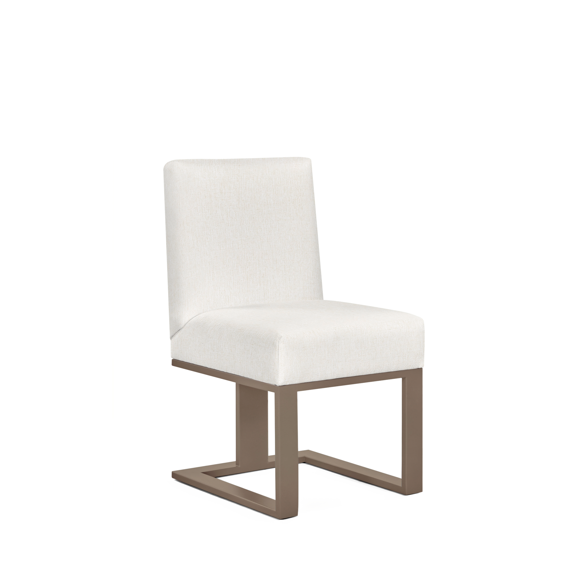 Len chair with bolt white and champagne wood legs 