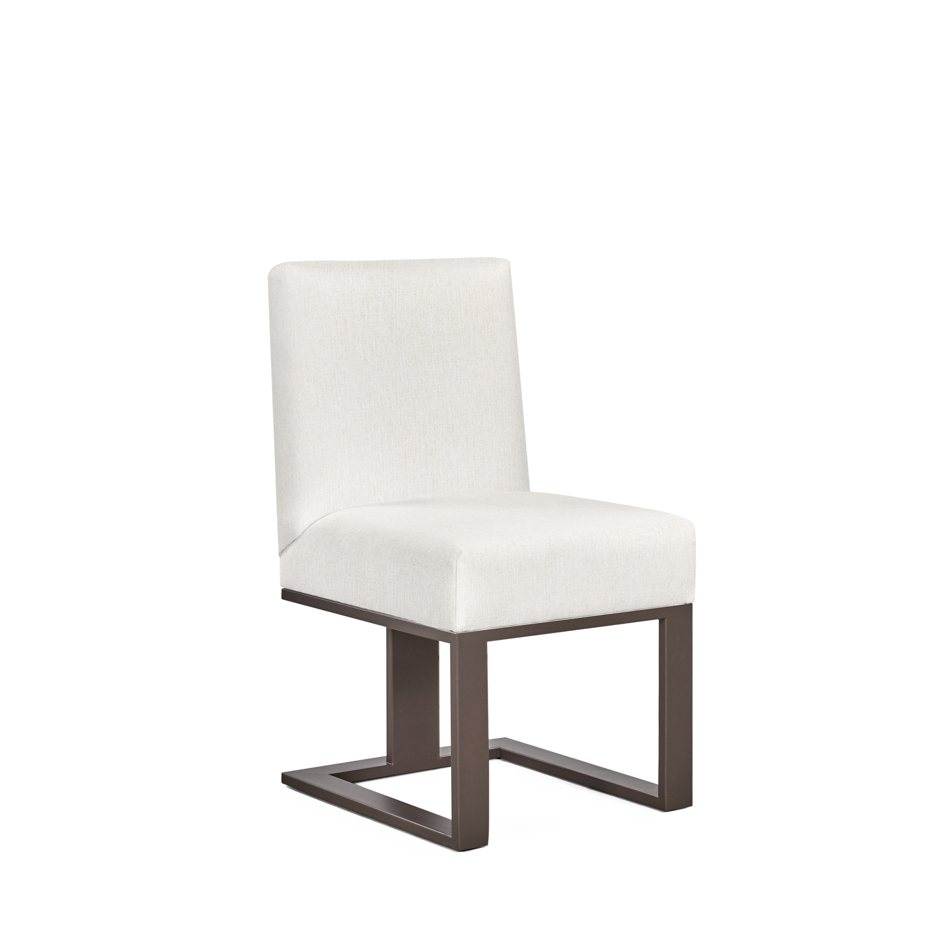Len chair with bolt white textile and moka wood legs 