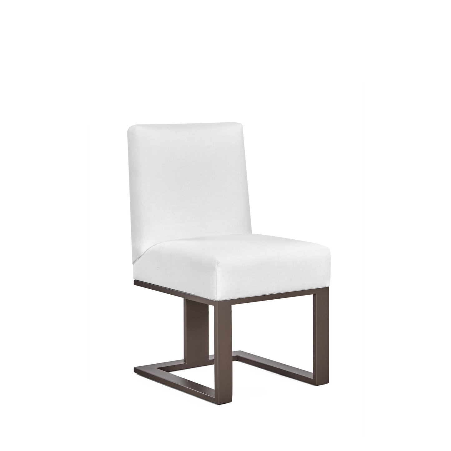 Len chair with linara white textile and moka wood legs 