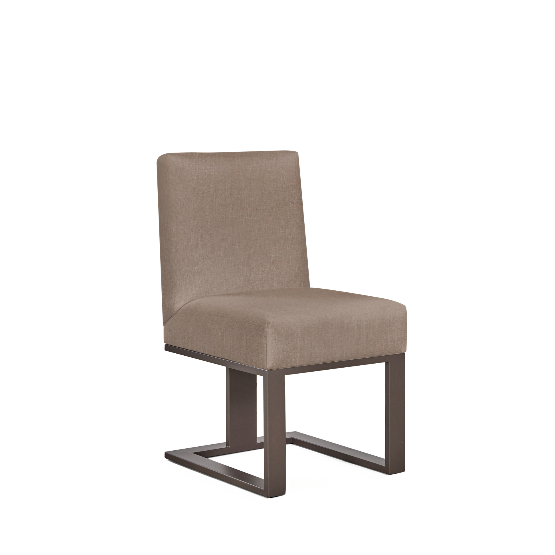 Len chair with linara light brown textile and moka wood legs 