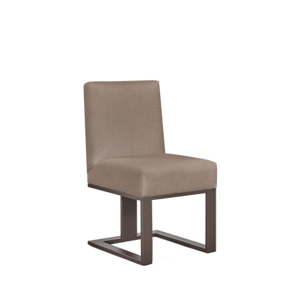 Len chair with linara light brown textile and moka wood legs 