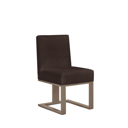 Len chair with linara brown textile and champagne wood legs 