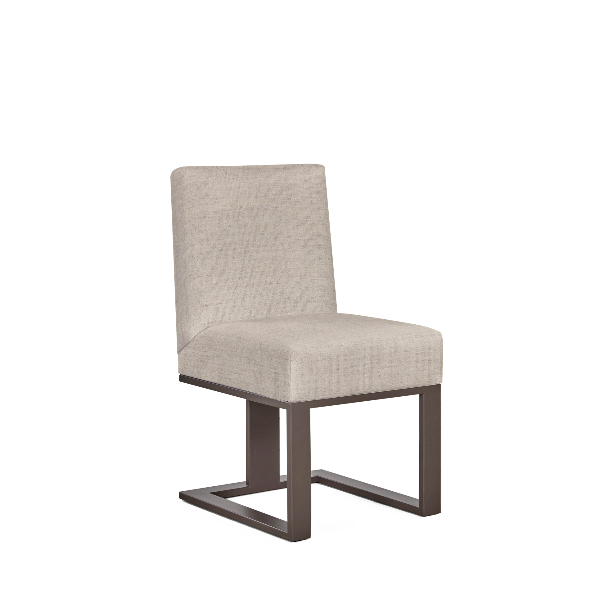 Len chair with taupe textile and moka wood legs 