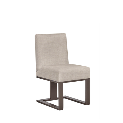 Len chair with taupe textile and moka wood legs 