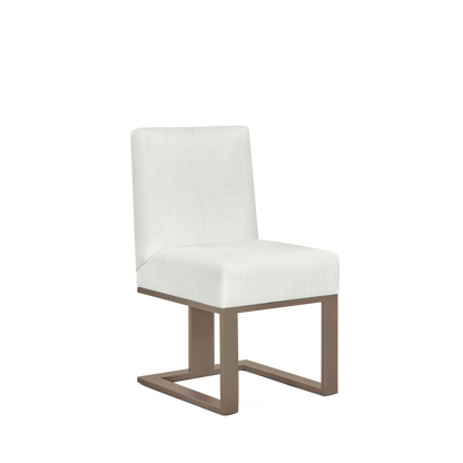 Len chair with Rocco white textile and champagne wood legs 