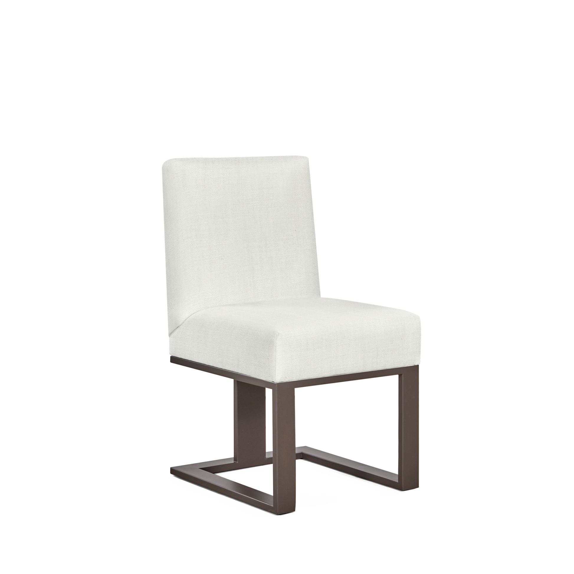 Len chair with white textile Rocco with moka wood legs 