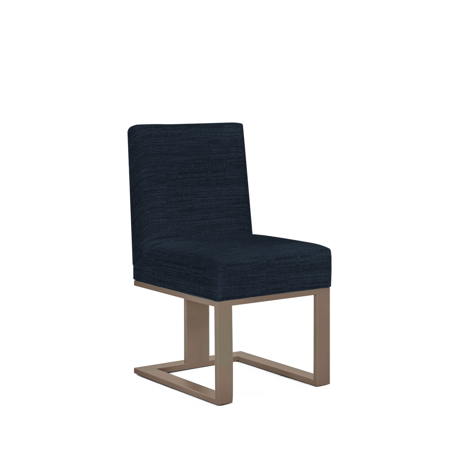 Len chair with Rocco blue textile and champagne wood legs 