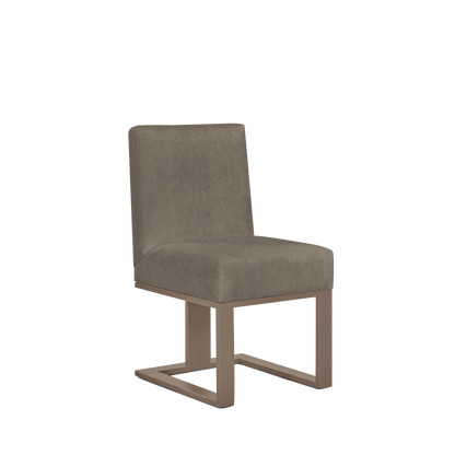 Len chair with suede grey textile and champagne wood legs 