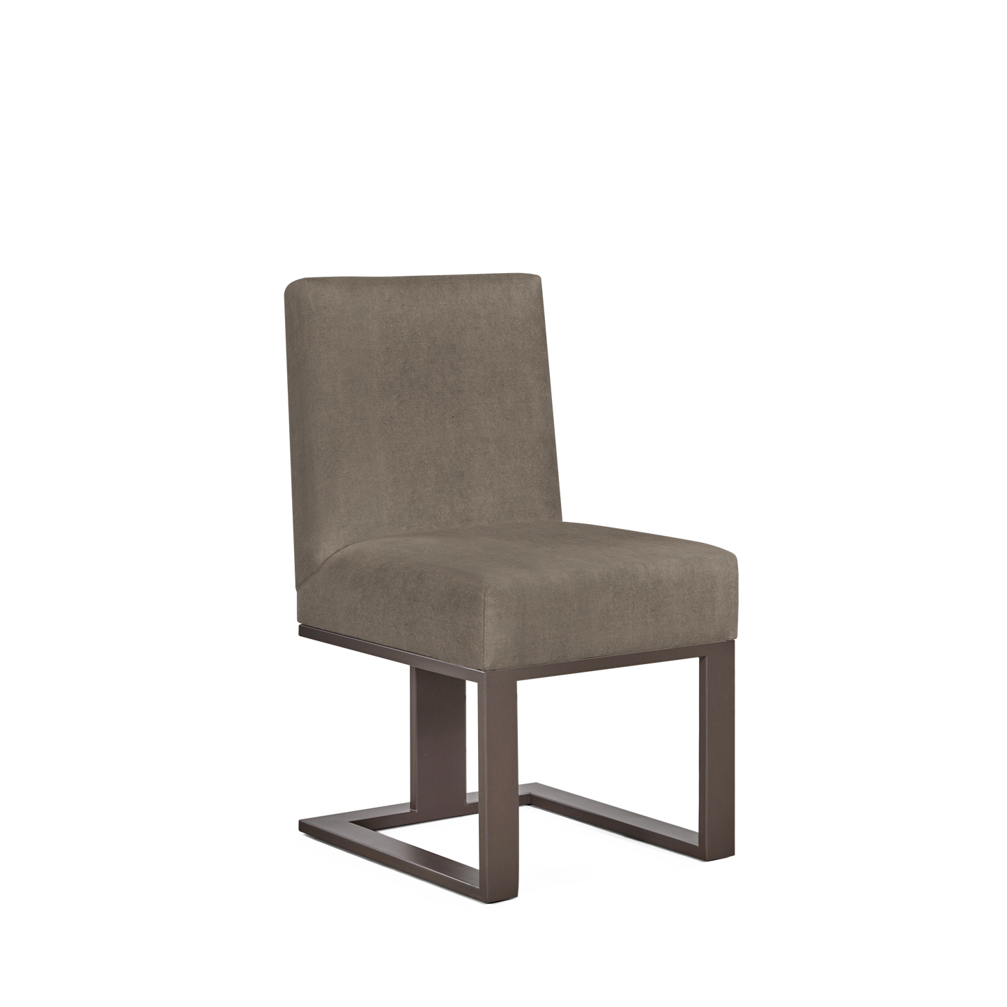 Len chair with suede grey textile and moka wood legs 