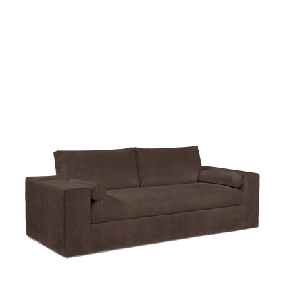 NOMERI 2,5-seater sofa with suede brown textile 