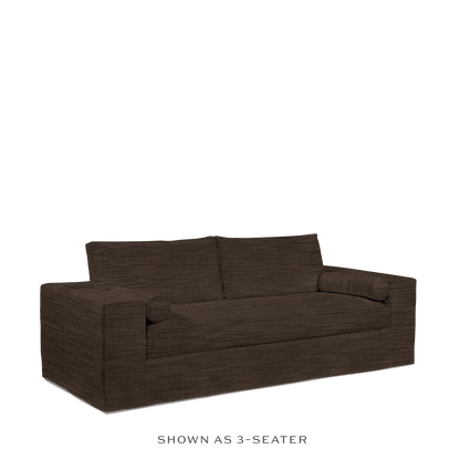 NOMERI 2-seater sofa with brown textile 