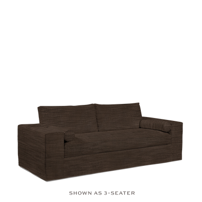 NOMERI 3-seater sofa with brown textile 