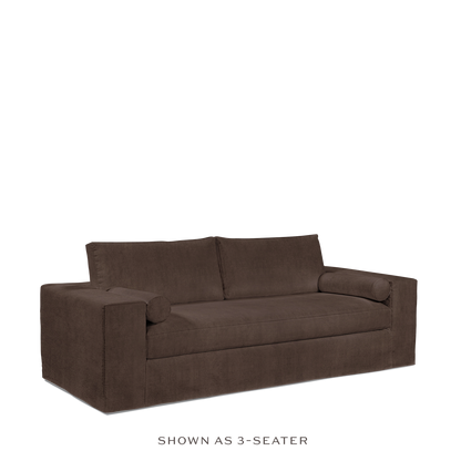 NOMERI 2-seater sofa with suede brown textile 