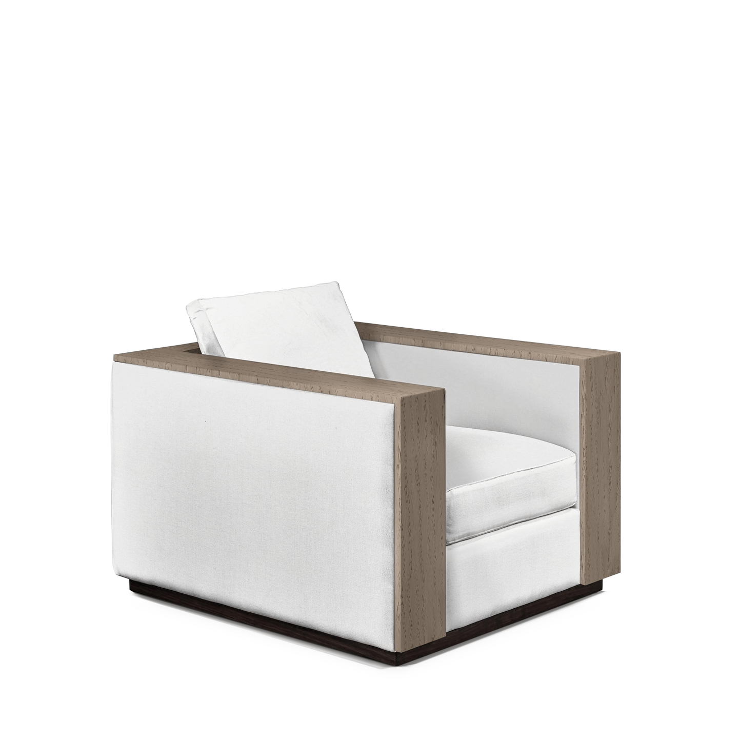 ROBLE ARMCHAIR with linara white textile and natural grey wood 